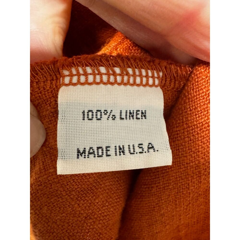BRYN WALKER 100% Linen Rust Shirt Dress Pockets Lagenlook, Sz M - Picture 9 of 10